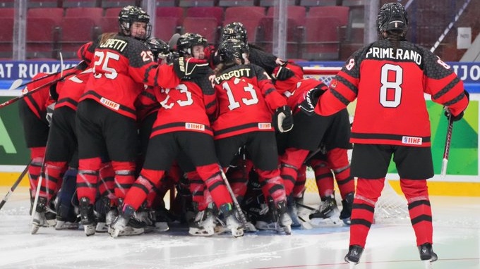 Canada's U-18 women's hockey team defeated the U.S. 3-0 to win their eighth tournament gold medal in Finland on Jan. 12, 2025. (Hockey Canada X page)