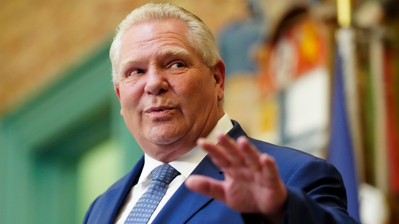 Ontario Premier Doug Ford takes part in a press conference at Ottawa City Hall on Monday, April 29, 2024. THE CANADIAN PRESS/Sean Kilpatrick