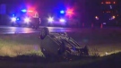 Police respond to a single-vehicle crash between the exits for Enfield and Elmsdale on Oct. 11, 2012.

