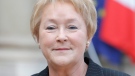Quebec Premier Pauline Marois talks to the media after meeting with French President, Francois Hollande, at the Elysee Palace in Paris, Monday, Oct. 15, 2012. (AP Photo/Francois Mori)